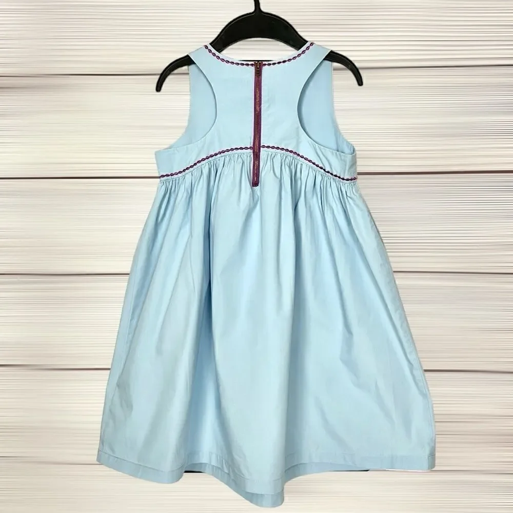 Hanna Andersson Sleeveless Blue Dress Cotton A-line Knee Length Size 8 130 cm